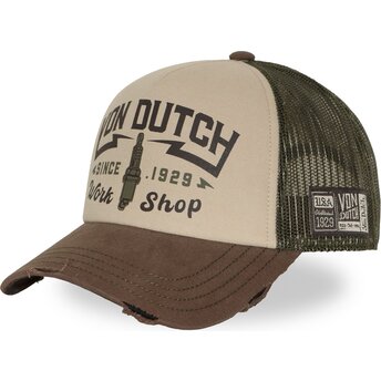 Gorra trucker marrón y verde CREW40 de Von Dutch