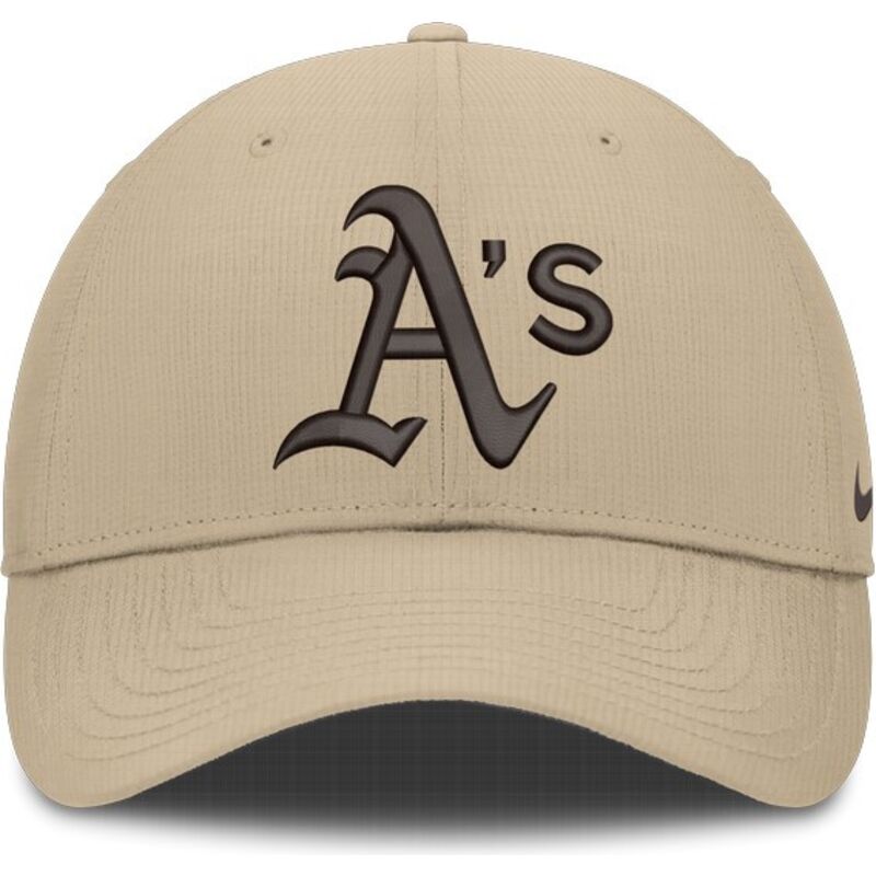 gorra-curva-beige-ajustable-con-logo-marron-structured-uv-poly-ripstop-de-oakland-athletics-mlb-de-nike gorra-curva-beige-ajustable-con-logo-marron-structured-uv-poly-ripstop-de-oakland-athletics-mlb-de-nike