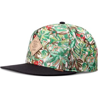 Djinns Flat Brim Woven Jungle Green and Black Snapback Cap