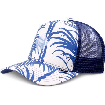 Gorra trucker azul y blanca HFT Allover Palm de Djinns