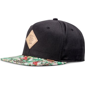 Gorra plana negra y verde snapback Woven Jungle Rev de Djinns
