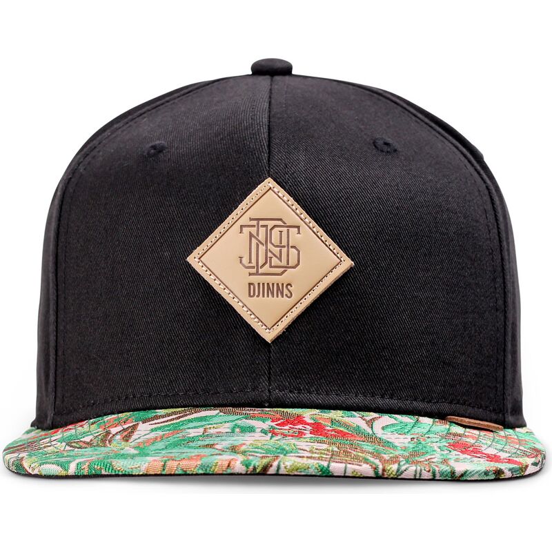 djinns-flat-brim-woven-jungle-rev-black-and-green-snapback-cap djinns-flat-brim-woven-jungle-rev-black-and-green-snapback-cap