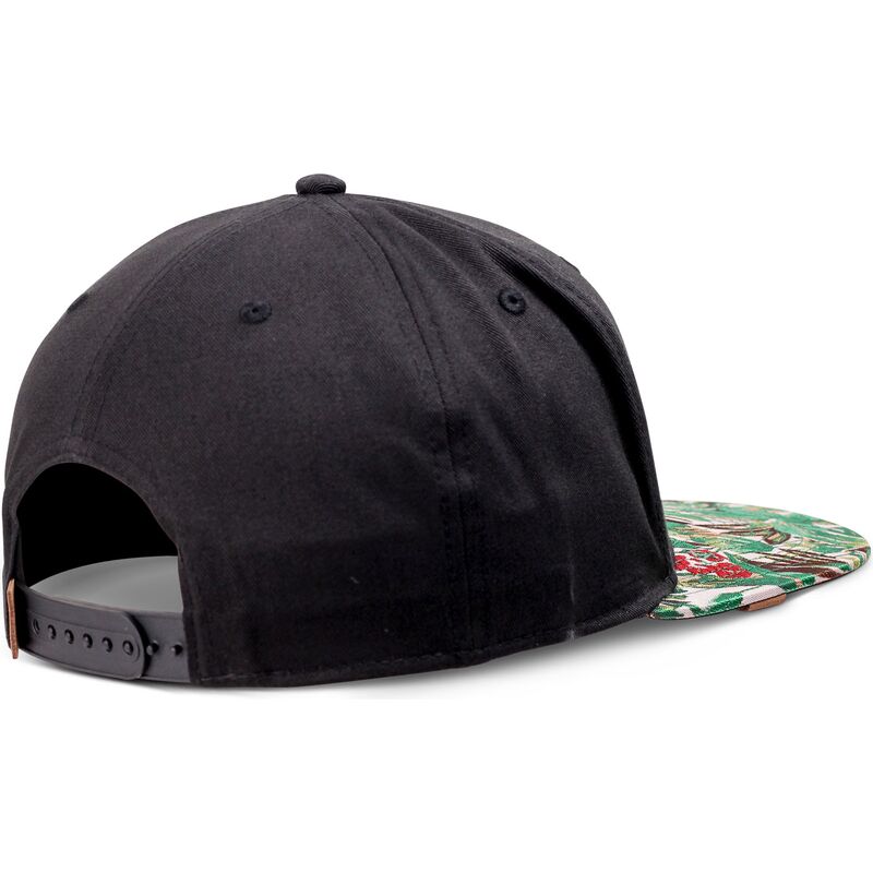 djinns-flat-brim-woven-jungle-rev-black-and-green-snapback-cap djinns-flat-brim-woven-jungle-rev-black-and-green-snapback-cap