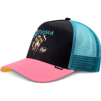 Gorra trucker negra, azul y rosa HFT DNC Flamingo de Djinns