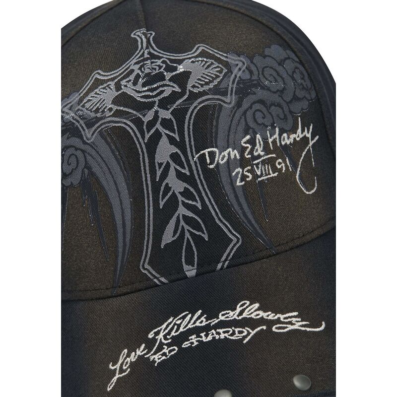 gorra-curva-negra-ajustable-storming-rose-washed-de-ed-hardy