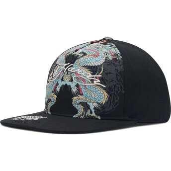 Ed Hardy Flat Brim Battle Dragon Black Snapback Cap
