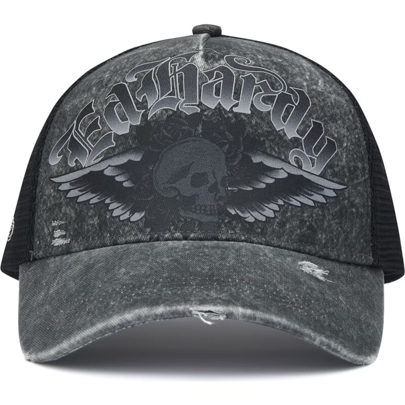 gorra-trucker-gris-flaming-gothic-skull-washed-de-ed-hardy gorra-trucker-gris-flaming-gothic-skull-washed-de-ed-hardy