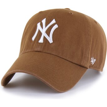 Gorra curva marrón ajustable Clean Up Pinecone de New York Yankees MLB de 47 Brand