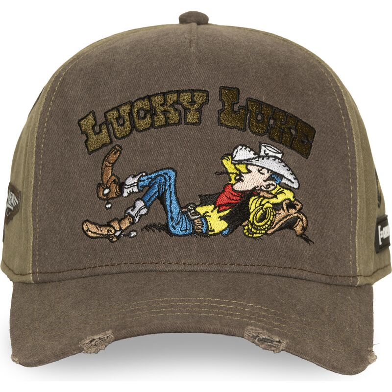 capslab-curved-brim-lucky-luke-lck4-luc-brown-and-green-snapback-cap capslab-curved-brim-lucky-luke-lck4-luc-brown-and-green-snapback-cap