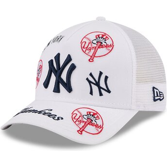 Gorra trucker blanca 9FORTY M-Crown A Frame All Over de New York Yankees MLB de New Era