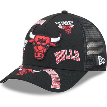 Gorra trucker negra 9FORTY M-Crown A Frame All Over de Chicago Bulls NBA de New Era