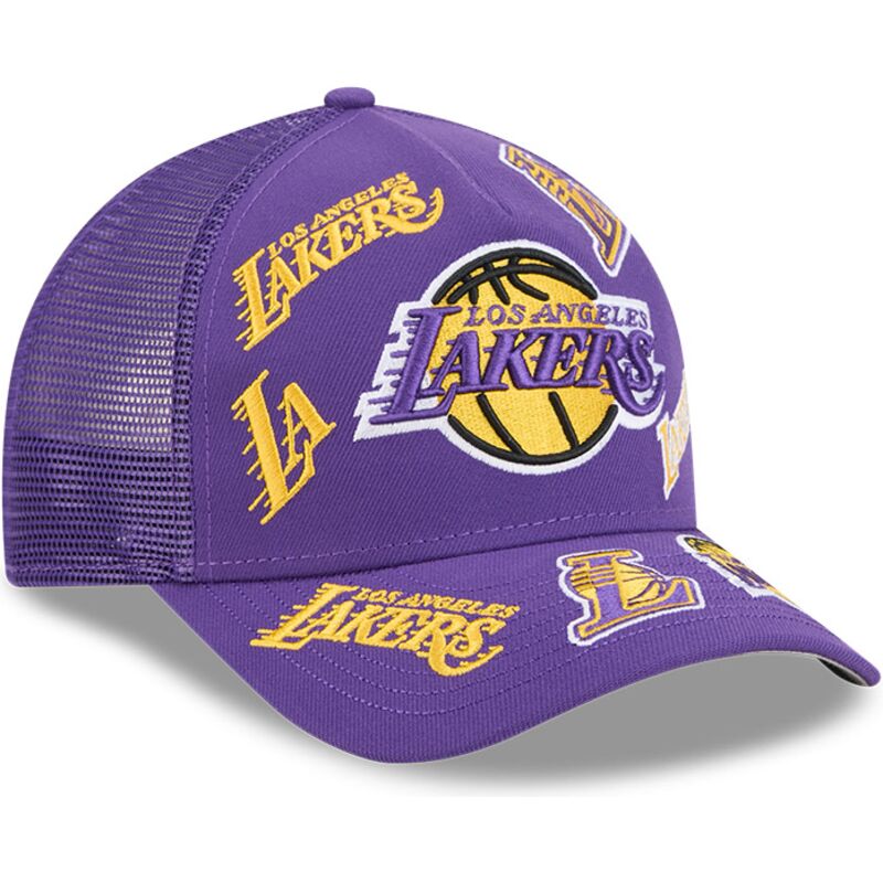 gorra-trucker-violeta-9forty-m-crown-a-frame-all-over-de-los-angeles-lakers-nba-de-new-era
