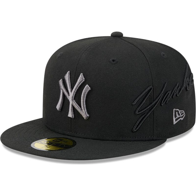 new-era-flat-brim-grey-logo-59fifty-side-script-new-york-yankees-mlb-black-fitted-cap