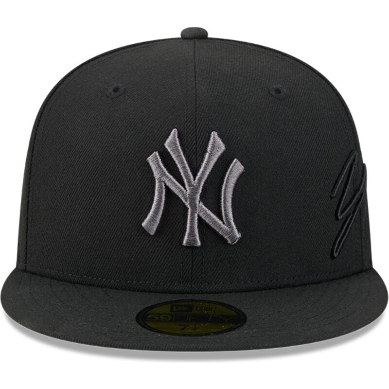 new-era-flat-brim-grey-logo-59fifty-side-script-new-york-yankees-mlb-black-fitted-cap