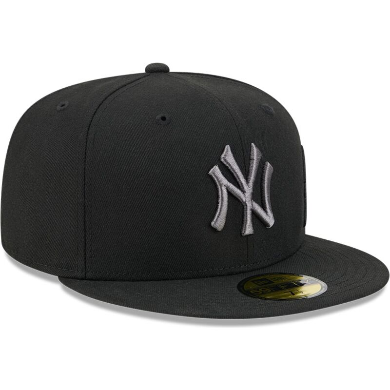 new-era-flat-brim-grey-logo-59fifty-side-script-new-york-yankees-mlb-black-fitted-cap