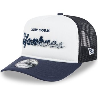 New Era 9FIFTY A Frame NA Lifestyle F1 New York Yankees MLB Navy Blue and White Trucker Hat