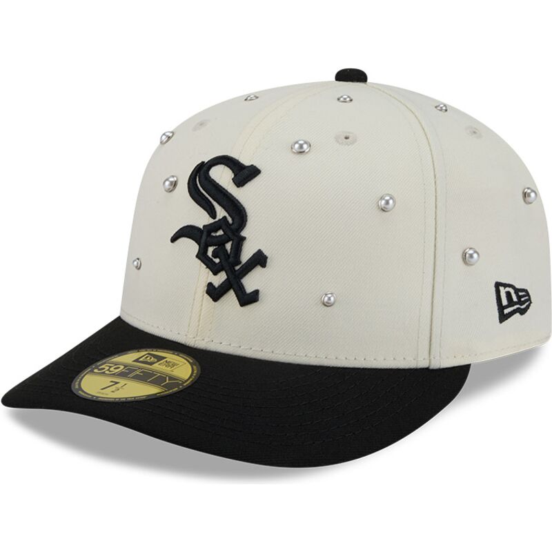 new-era-curved-brim-59fifty-beads-na-lifestyle-f1-chicago-white-sox-mlb-beige-and-black-fitted-cap new-era-curved-brim-59fifty-beads-na-lifestyle-f1-chicago-white-sox-mlb-beige-and-black-fitted-cap