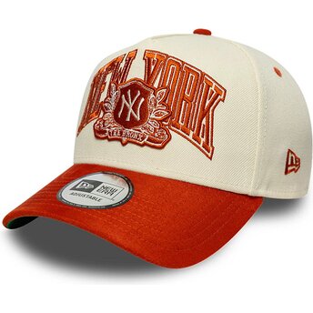 Gorra curva beige y marrón snapback E Frame Wordmark Suede de New York Yankees MLB de New Era