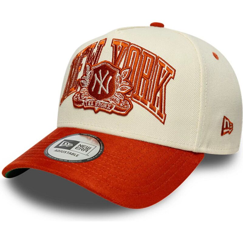 new-era-curved-brim-e-frame-wordmark-suede-new-york-yankees-mlb-beige-and-brown-snapback-cap