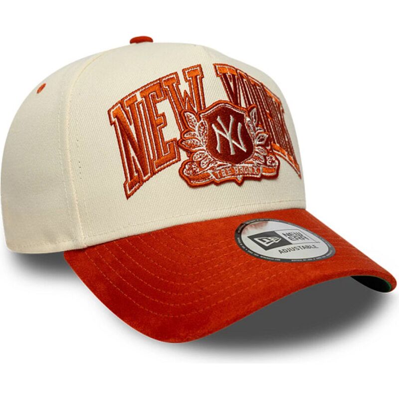 gorra-curva-beige-y-marron-snapback-e-frame-wordmark-suede-de-new-york-yankees-mlb-de-new-era