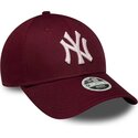 new-era-curved-brim-women-pink-logo-9forty-metallic-logo-new-york-yankees-mlb-red-adjustable-cap