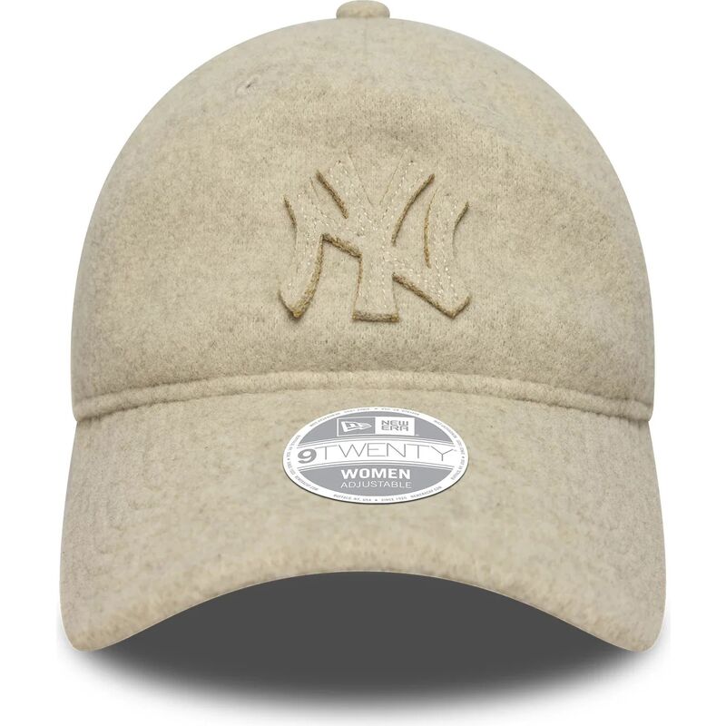 new-era-curved-brim-9twenty-a-frame-melton-luxe-new-york-yankees-mlb-beige-adjustable-cap-with-beige-logo