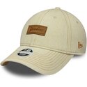 new-era-curved-brim-brown-logo-9twenty-denim-new-york-yankees-mlb-beige-adjustable-cap