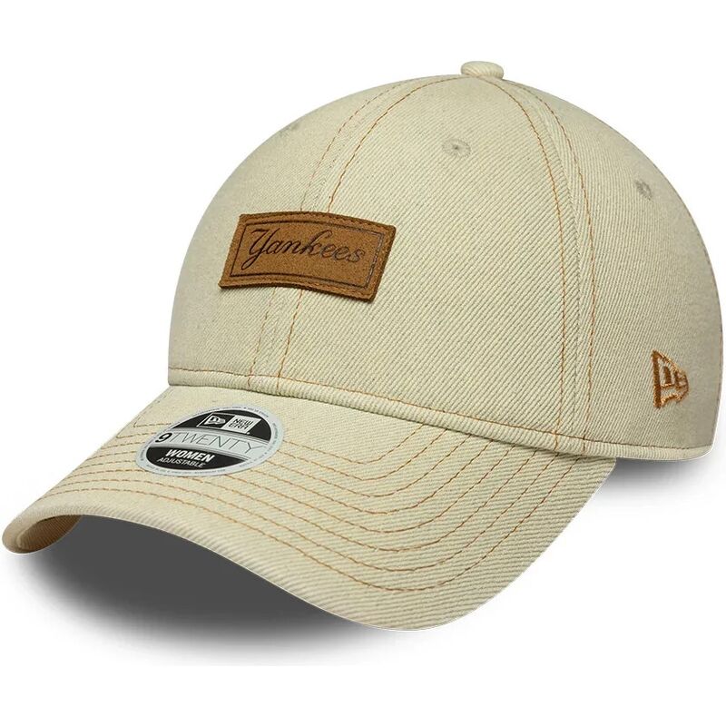 gorra-curva-beige-ajustable-con-logo-marron-9twenty-denim-de-new-york-yankees-mlb-de-new-era