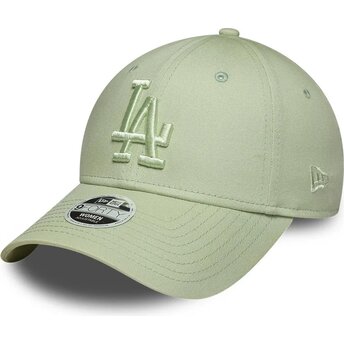 Gorra curva verde ajustable para mujer con logo verde 9FORTY League Essential de Los Angeles Dodgers MLB de New Era