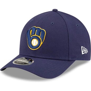 Gorra curva azul marino snapback 9FORTY M-Crown Player Replica de Milwaukee Brewers MLB de New Era