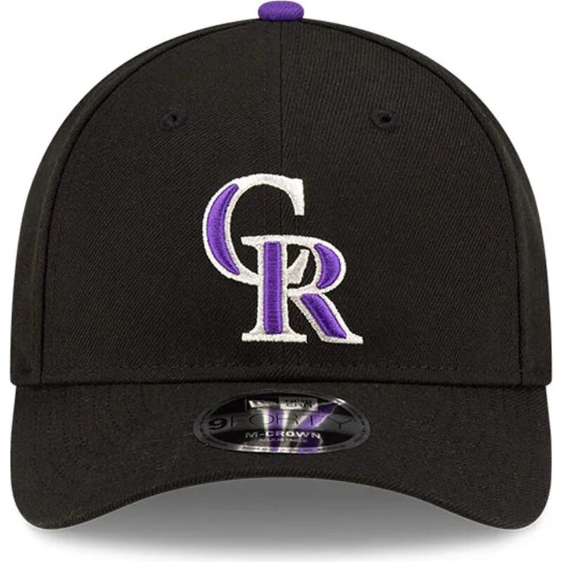 gorra-curva-negra-snapback-con-logo-violeta-9forty-m-crown-player-replica-de-colorado-rockies-mlb-de-new-era