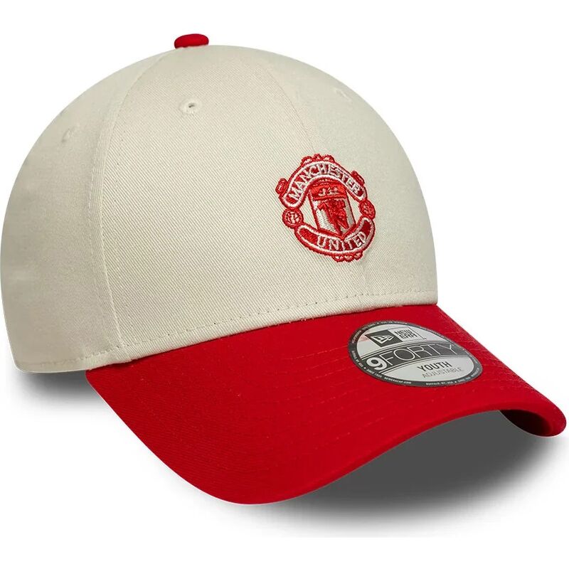 new-era-curved-brim-youth-9forty-contrast-manchester-united-football-club-premier-league-beige-and-red-adjustable-cap new-era-curved-brim-youth-9forty-contrast-manchester-united-football-club-premier-league-beige-and-red-adjustable-cap