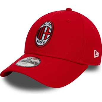 Gorra curva roja ajustable para niño 9FORTY Core de AC Milan Serie A de New Era