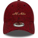 new-era-curved-brim-9forty-houndstooth-ac-milan-serie-a-red-adjustable-cap