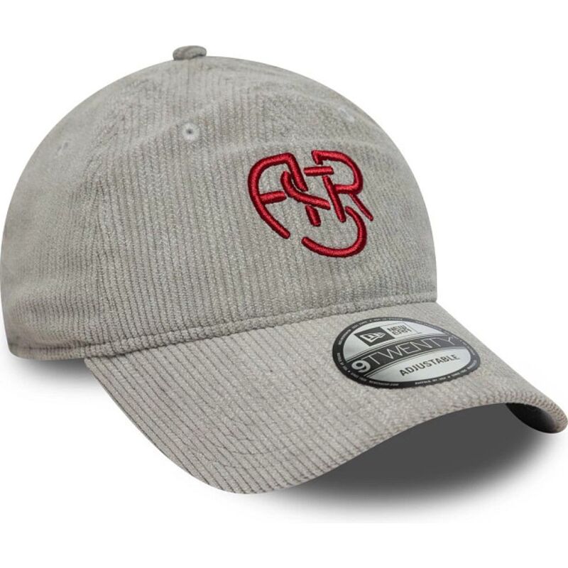 gorra-curva-gris-ajustable-con-logo-rojo-9twenty-fleck-cord-de-associazione-sportiva-roma-serie-a-de-new-era