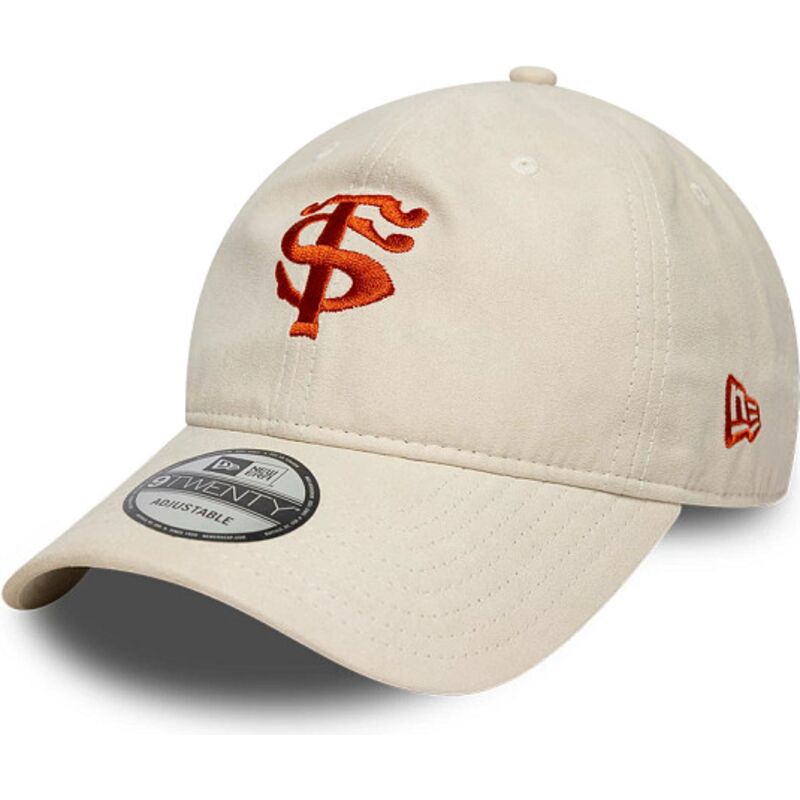 gorra-curva-beige-ajustable-con-logo-rojo-9twenty-faux-suede-de-stade-toulousain-top-14-de-new-era