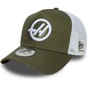 gorra-trucker-verde-y-blanca-a-frame-seasonal-de-haas-f1-team-formula-1-de-new-era