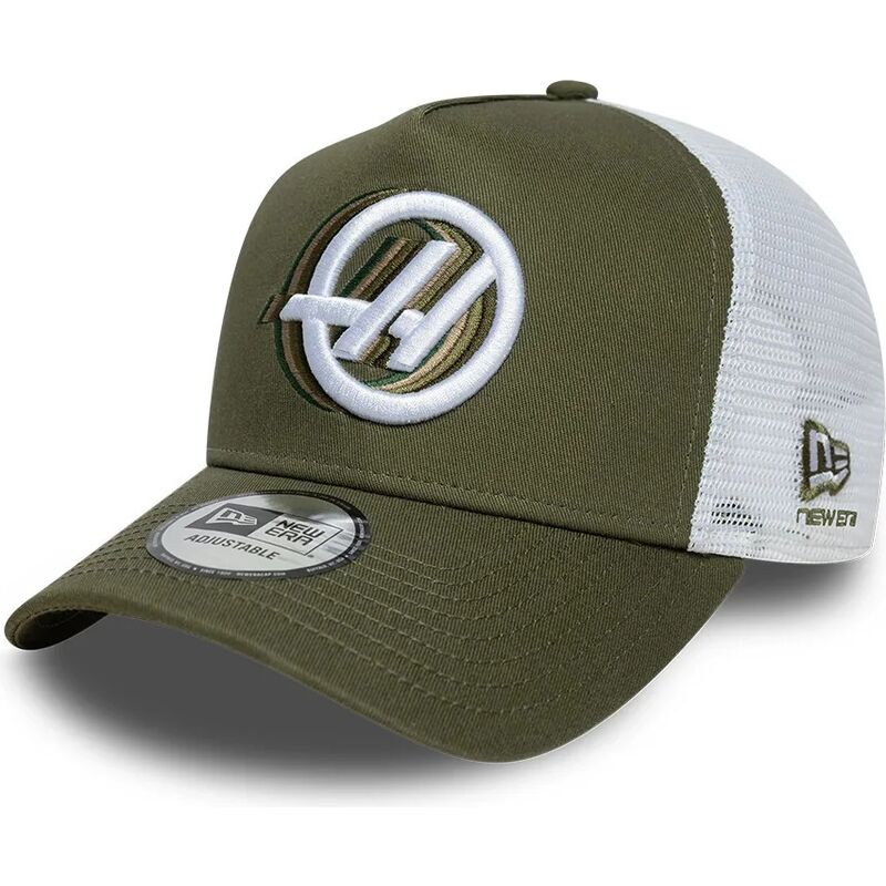 gorra-trucker-verde-y-blanca-a-frame-seasonal-de-haas-f1-team-formula-1-de-new-era