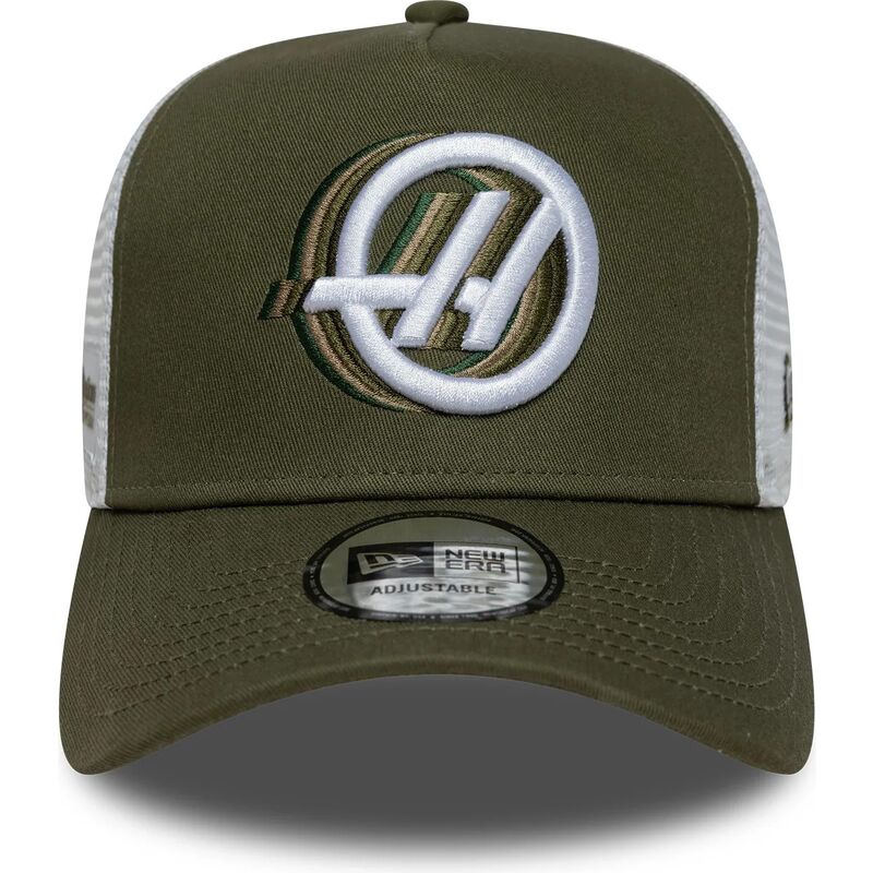 gorra-trucker-verde-y-blanca-a-frame-seasonal-de-haas-f1-team-formula-1-de-new-era