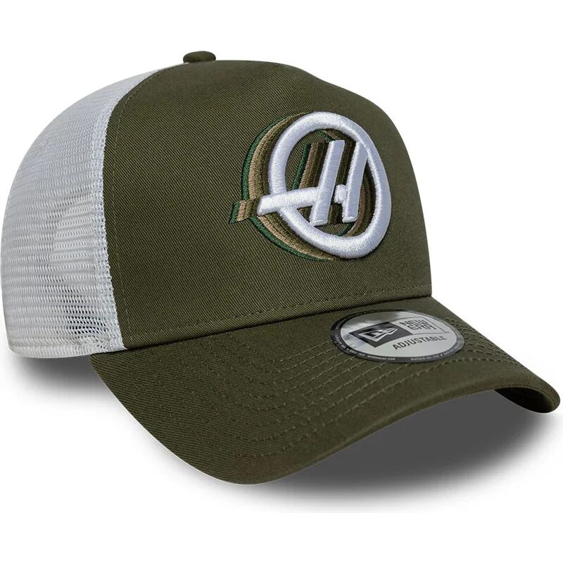 gorra-trucker-verde-y-blanca-a-frame-seasonal-de-haas-f1-team-formula-1-de-new-era