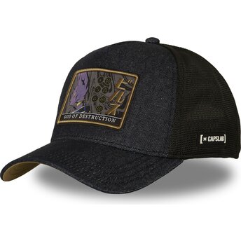 Gorra trucker azul marino y negra Beerus DBS9 DES Dragon Ball de Capslab