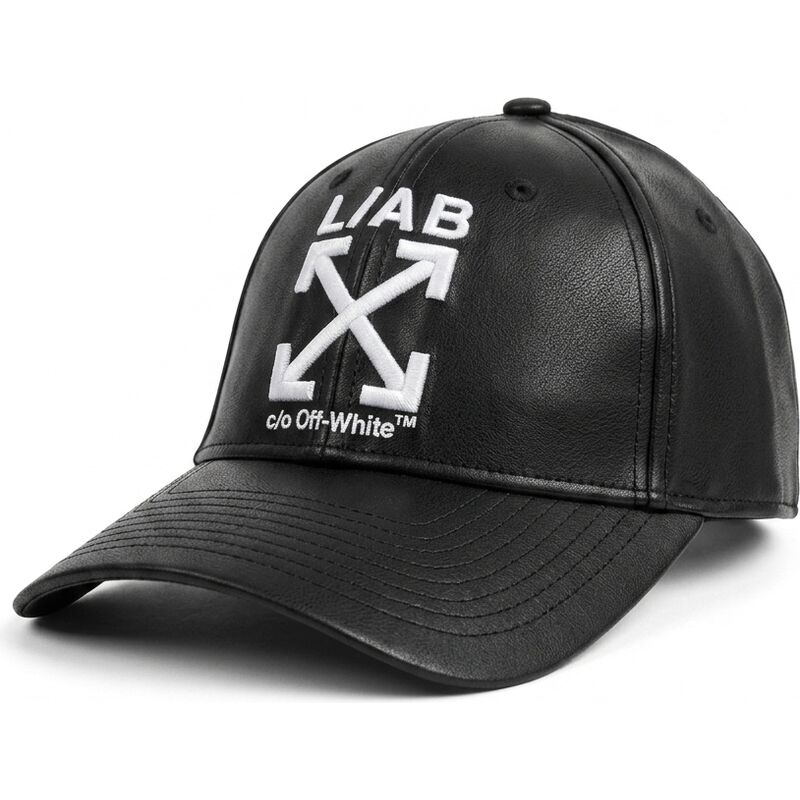 l-ab-c-o-off-white-curved-brim-clamp-arrows-pu-leather-black-adjustable-cap