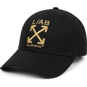 L/AB c/o Off-White™ Curved Brim Golden Logo Clamp Arrows Twill Black Adjustable Cap