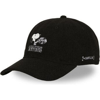 Gorra curva negra ajustable Snoopy PEA8 REC Peanuts Records de Capslab