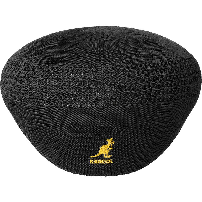 kangol-golden-logo-tropic-504-ventair-black-flat-cap kangol-golden-logo-tropic-504-ventair-black-flat-cap