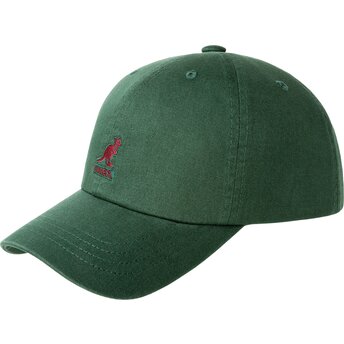 Gorra curva verde ajustable con logo rojo Washed Baseball Algae de Kangol
