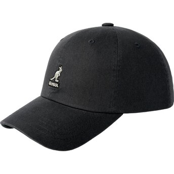 Kangol Curved Brim Washed Baseball Black Adjustable Cap