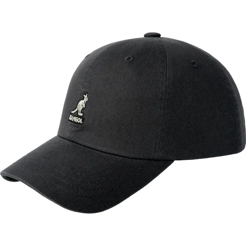 kangol-curved-brim-washed-baseball-black-adjustable-cap kangol-curved-brim-washed-baseball-black-adjustable-cap