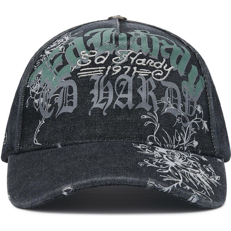 gorra-curva-negra-ajustable-distressed-floral-gothic-de-ed-hardy gorra-curva-negra-ajustable-distressed-floral-gothic-de-ed-hardy