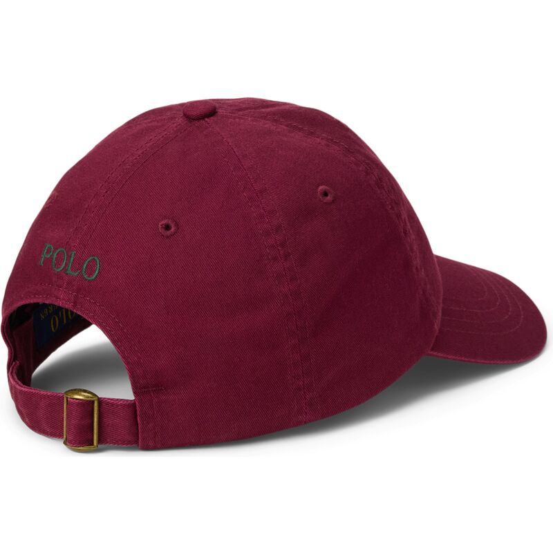 gorra-curva-granate-roja-ajustable-con-logo-verde-cotton-chino-classic-sport-de-polo-ralph-lauren gorra-curva-granate-roja-ajustable-con-logo-verde-cotton-chino-classic-sport-de-polo-ralph-lauren